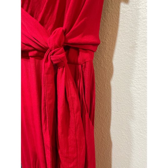 Anthropologie Maeve size 6 Red Wide-Leg Tie Front Jumpsuit - Picture 5 of 13